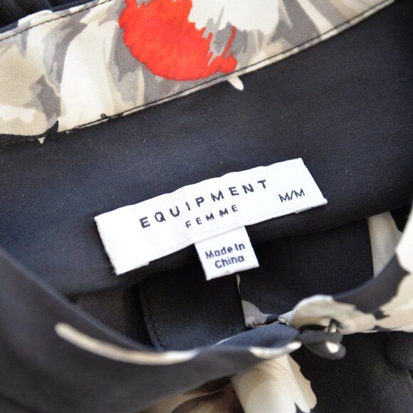 Equipment 100% Silk Cornelia Bold Floral Print Black Blouse Sz M - Picture 5 of 8